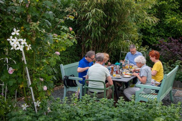 Guests enjoying breakfast in the garden